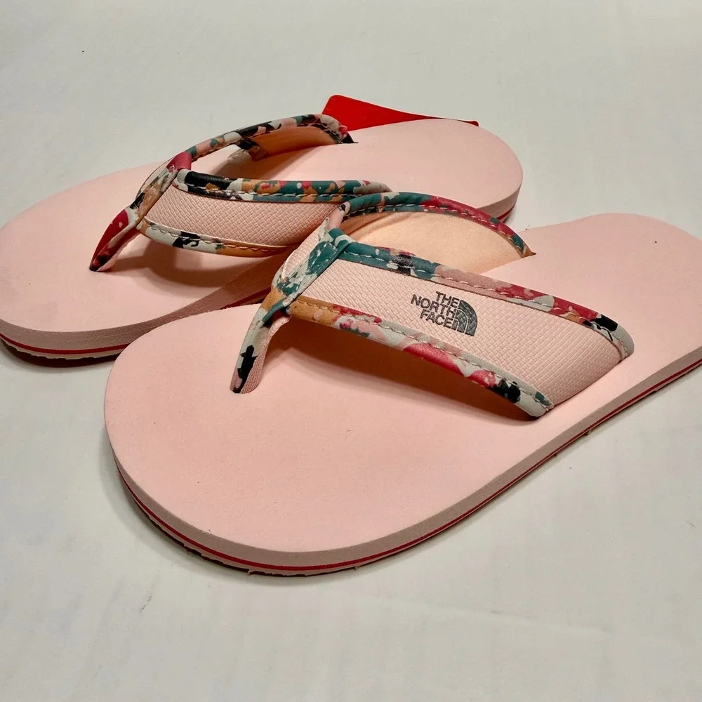 The North Face Kids Base Camp Flip Flops Pink Floral Sandals Size 12 NEW